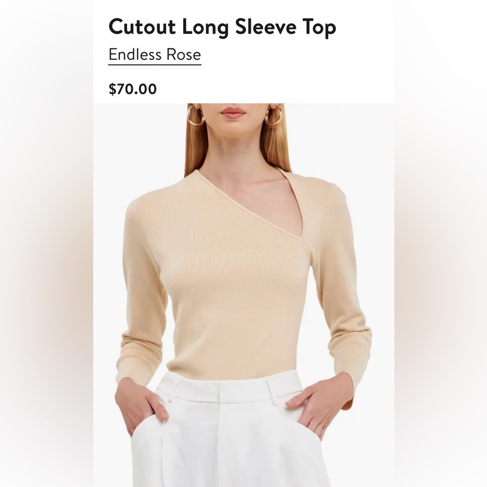 Endless Rose Cutout Long Sleeve Top | Women’s Large Ivory Colorway